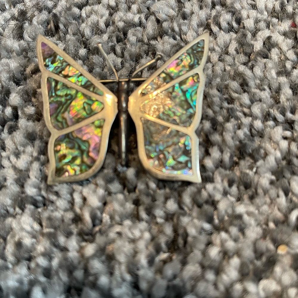 Vintage Sterling Iridescent Butterfly Brooch